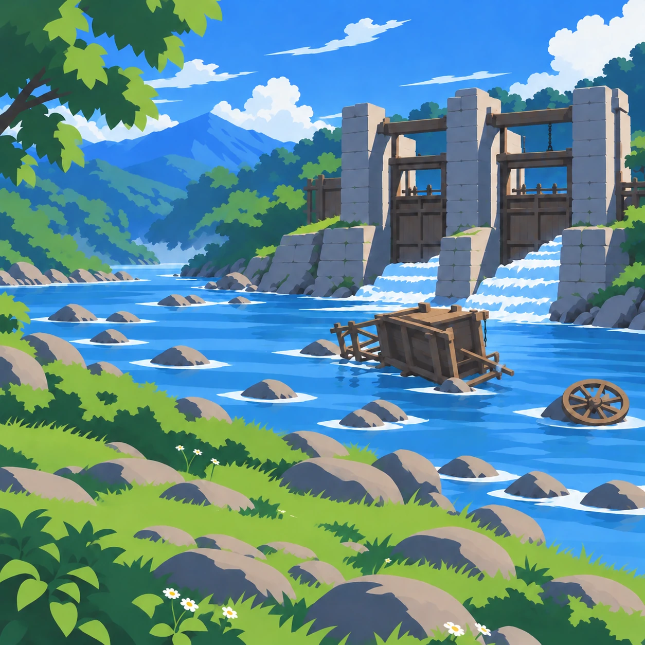 北の水門と川